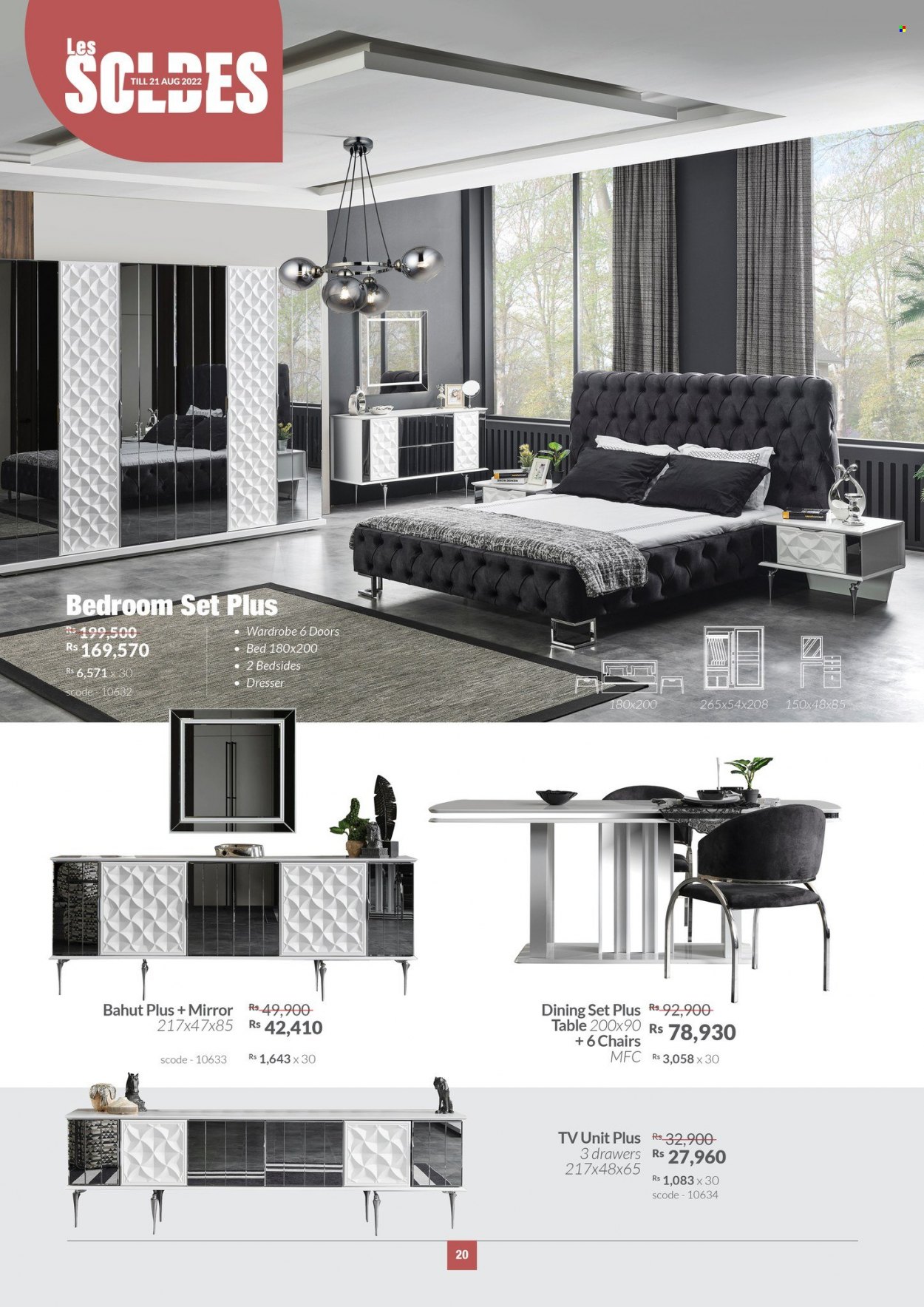 thumbnail - Teak World Catalogue - 28.07.2022 - 21.08.2022 - Sales products - dining set, table, chair, tv unit, bed, wardrobe, dresser, mirror. Page 20.