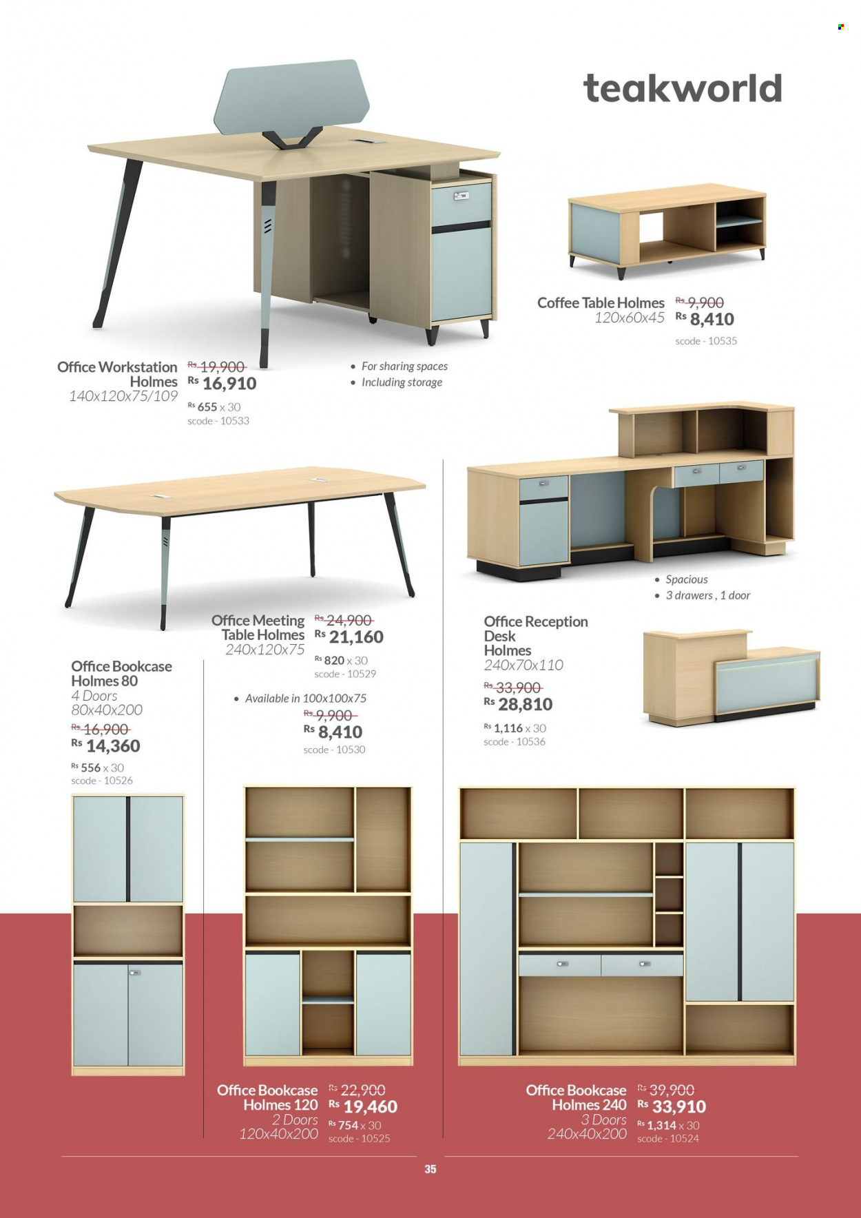 thumbnail - Teak World Catalogue - 28.07.2022 - 21.08.2022 - Sales products - table, coffee table, bookcase, desk. Page 35.