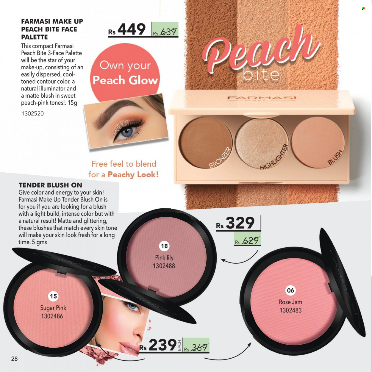 thumbnail - Farmasi Catalogue - 1.07.2022 - 31.07.2022 - Sales products - Palette, makeup, contour, highlighter powder, bronzing powder. Page 28.