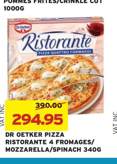 DR OETKER PIZZA RISTORANTE 4 FROMAGES/MOZZARELLA/SPINACH 340G