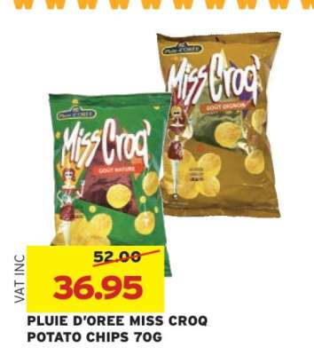 PLUIE D'OREE MISS CROQ POTATO CHIPS 70G